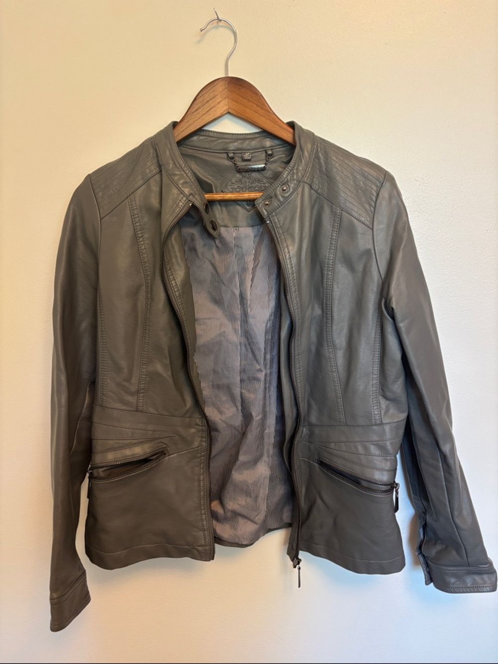 Jou Jou Gray Faux Leather Moto Jacket